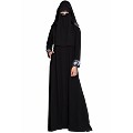 Embroidered Black Burqa with Naqaab & Nose Piece