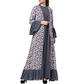 Designer Cardigan with an Inner abaya- Grey-Multi Designer Cardigan with an Inner abaya- Grey-Multi