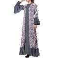 Designer Cardigan with an Inner abaya- Grey-Multi Designer Cardigan with an Inner abaya- Grey-Multi