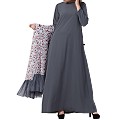 Designer Cardigan with an Inner abaya- Grey-Multi Designer Cardigan with an Inner abaya- Grey-Multi