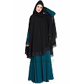 Cape and abaya combo- Black-Teal Cape and abaya combo- Black-Teal