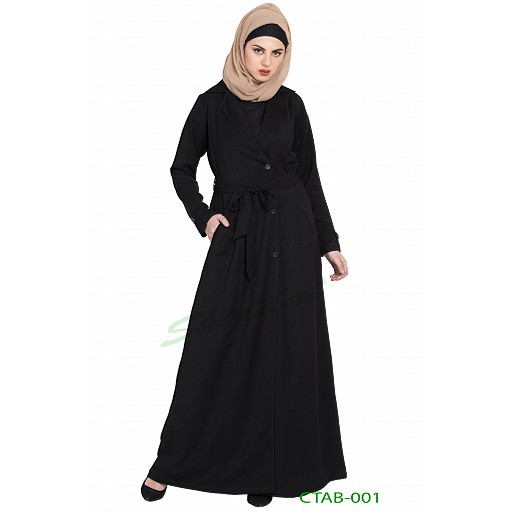 Designer Coat abaya- Black