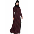 Checkered dress abaya- Maroon-Black