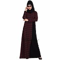 Checkered dress abaya- Maroon-Black