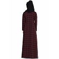 Checkered dress abaya- Maroon-Black