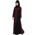 Checkered dress abaya- Maroon-Black