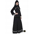 Double layered lace abaya- Black Double layered lace abaya- Black