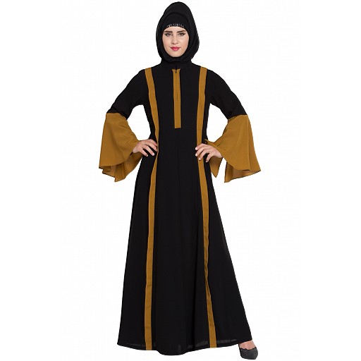 Designer abaya in dual Color- golden-black