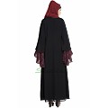 Double-layered designer abaya- Black-Maroon Double-layered designer abaya- Black-Maroon