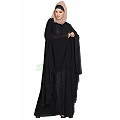 Designer front-open abaya with Lacework-Black Designer front-open abaya with Lacework-Black