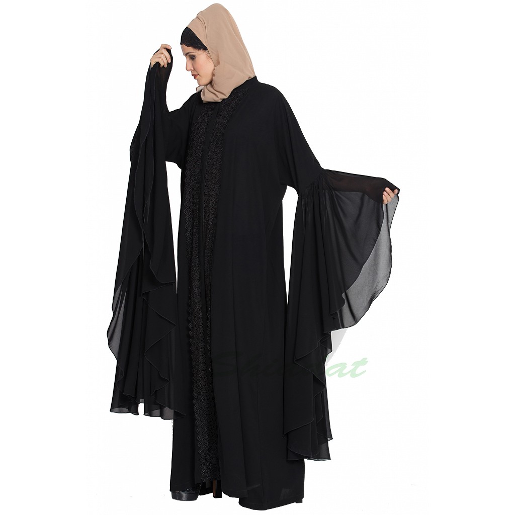 open front abaya black