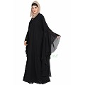 Designer front-open abaya with Lacework-Black Designer front-open abaya with Lacework-Black