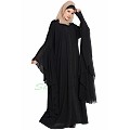 Designer front-open abaya with Lacework-Black Designer front-open abaya with Lacework-Black