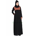 Designer pleated abaya- Black-Rust