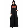 Designer pleated abaya- Black-Rust