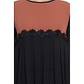 Designer pleated abaya- Black-Rust