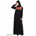 Designer pleated abaya- Black-Rust