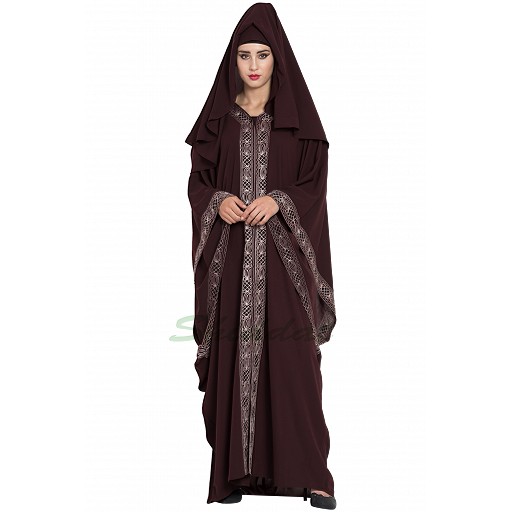 Dubai style designer Kaftan abaya- Dark Brown