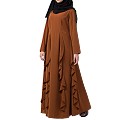 Designer abaya with falling panels- caramel brown Designer abaya with falling panels- caramel brown