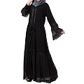 Designer front open Abaya- Black Designer front open Abaya- Black