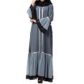 Designer front open Abaya- Grey