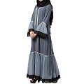 Designer front open Abaya- Grey