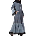 Designer front open Abaya- Grey