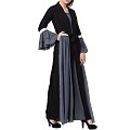 Designer abaya with attached Shrug and a belt- black-grey Designer abaya with attached Shrug and a belt- black-grey