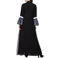 Designer abaya with attached Shrug and a belt- black-grey Designer abaya with attached Shrug and a belt- black-grey