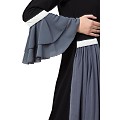 Designer abaya with attached Shrug and a belt- black-grey Designer abaya with attached Shrug and a belt- black-grey