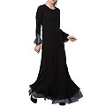 Dual colored Designer Umbrella abaya- Black-Grey