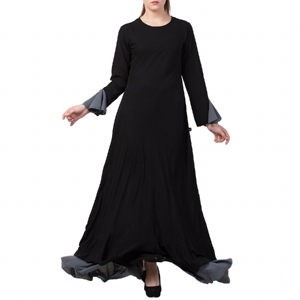 Abaya Online Buy umbrella cut abaya in dual black and grey color