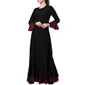 Dual colored Designer Umbrella abaya- Black-Wine Dual colored Designer Umbrella abaya- Black-Wine