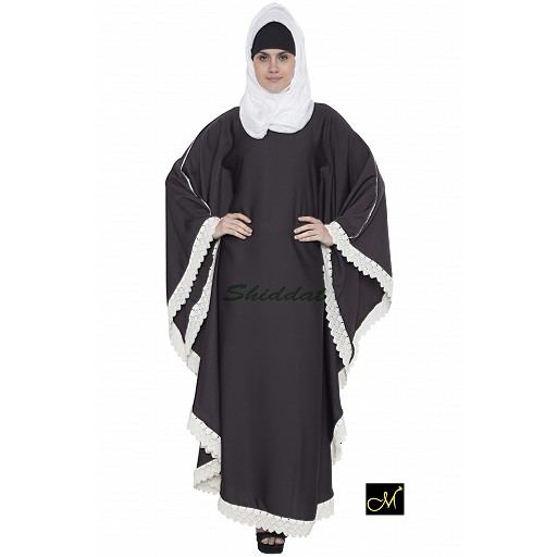 Kaftan Abaya with white lace border