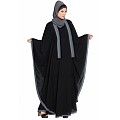 Kaftan abaya with Grey borders- Black Kaftan abaya with Grey borders- Black