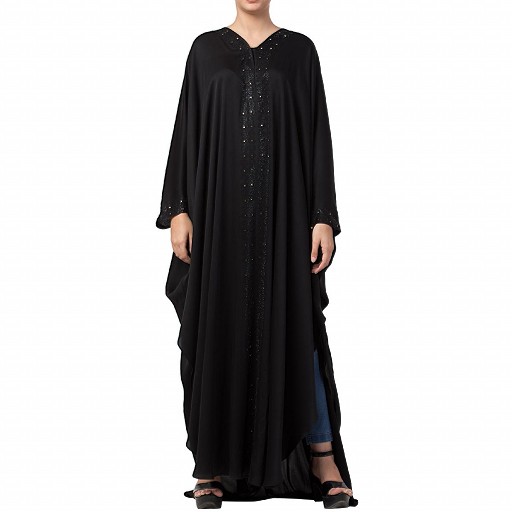 Nida Kaftan abaya with Crystal work- Black