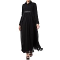 Designer Umbrella cut abaya with dual layer- Black