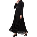 Designer Umbrella cut abaya with dual layer- Black