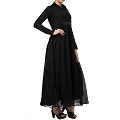 Designer Umbrella cut abaya with dual layer- Black