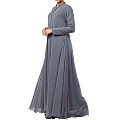 Designer Umbrella cut abaya with dual layer- Grey