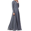 Designer Umbrella cut abaya with dual layer- Grey