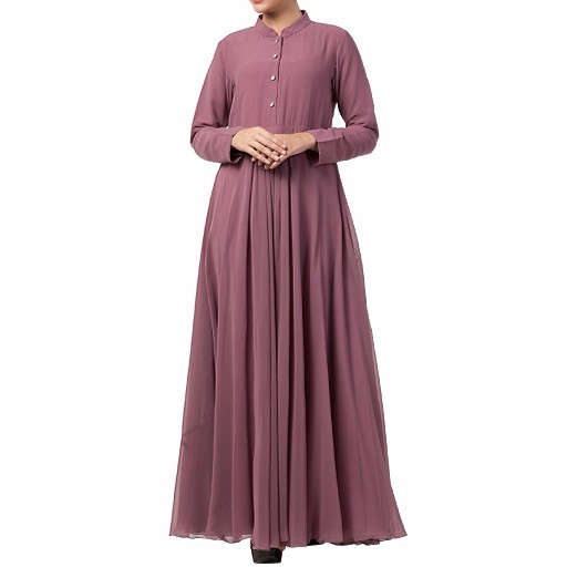 Designer Umbrella cut abaya with dual layer- Puce Pink