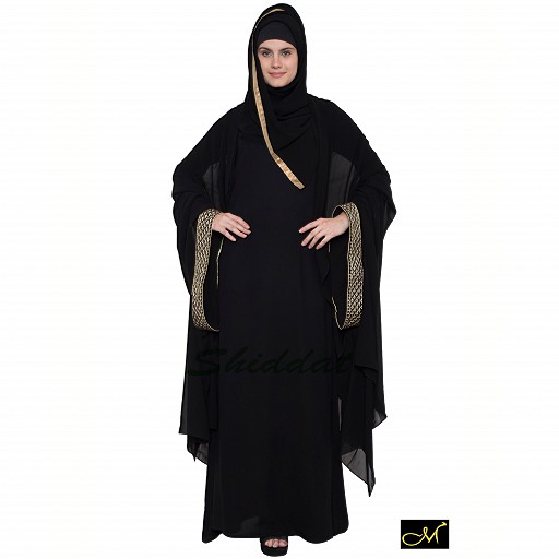 Kaftan abaya with golden borders- green