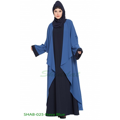 Designer shrug abaya combo- Navy-blue