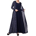 Printed shrug abaya- navy blue Printed shrug abaya- navy blue
