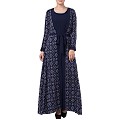 Printed shrug abaya- navy blue Printed shrug abaya- navy blue
