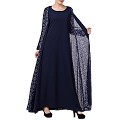 Printed shrug abaya- navy blue Printed shrug abaya- navy blue