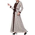 Printed shrug abaya- brown-multi color