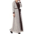 Printed shrug abaya- brown-multi color