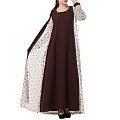 Printed shrug abaya- brown-multi color